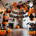 Halloween Balloon Arch Kit with Foil Banner and Tape Decoration for Party Reusable