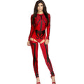 Halloween Skeleton Costume Outfit with Bodysuit and Thigh-High Leggings for Party