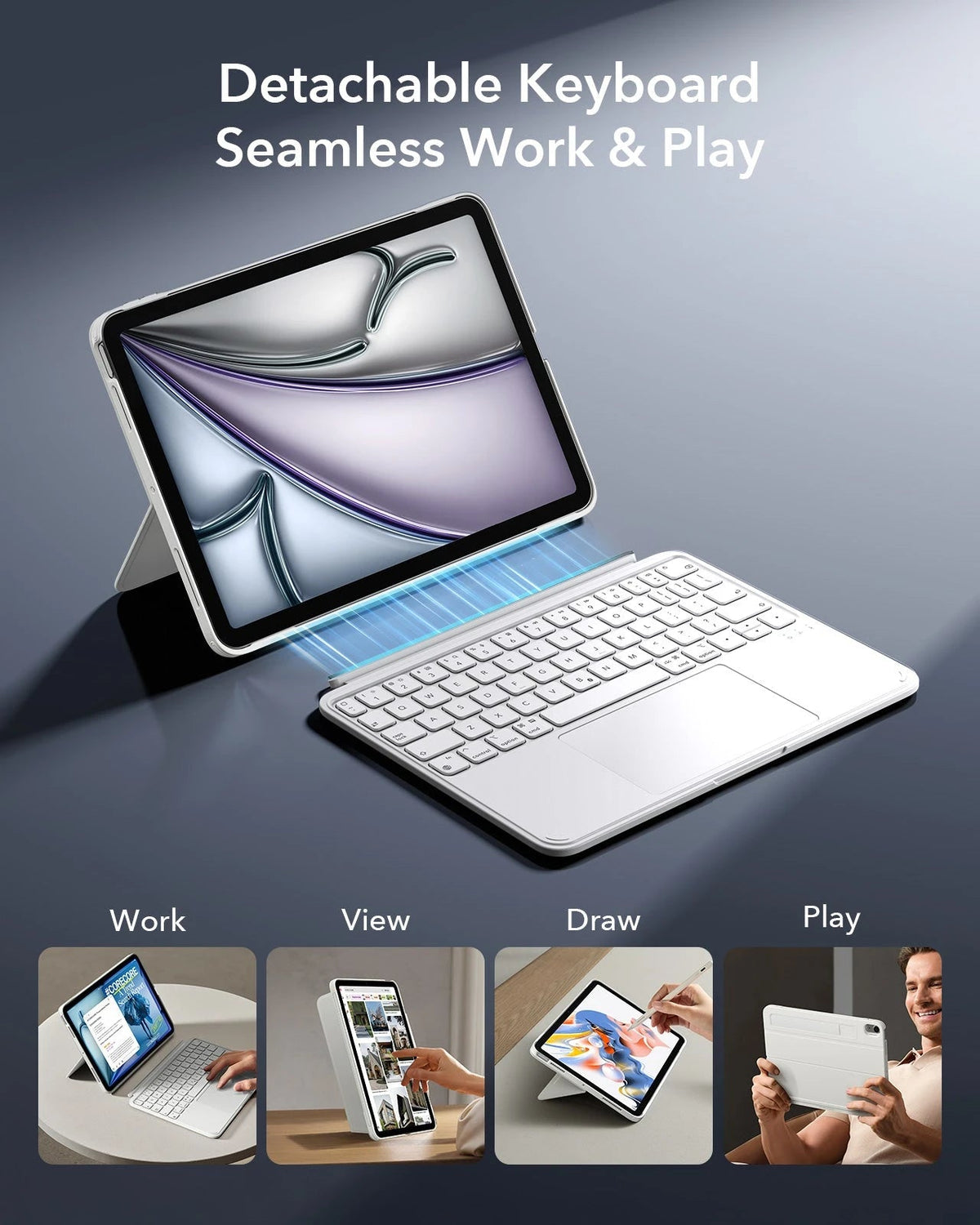 iPad Pro 11" (M4) 2024 Shift Keyboard Case (Detachable) - US Layout - White