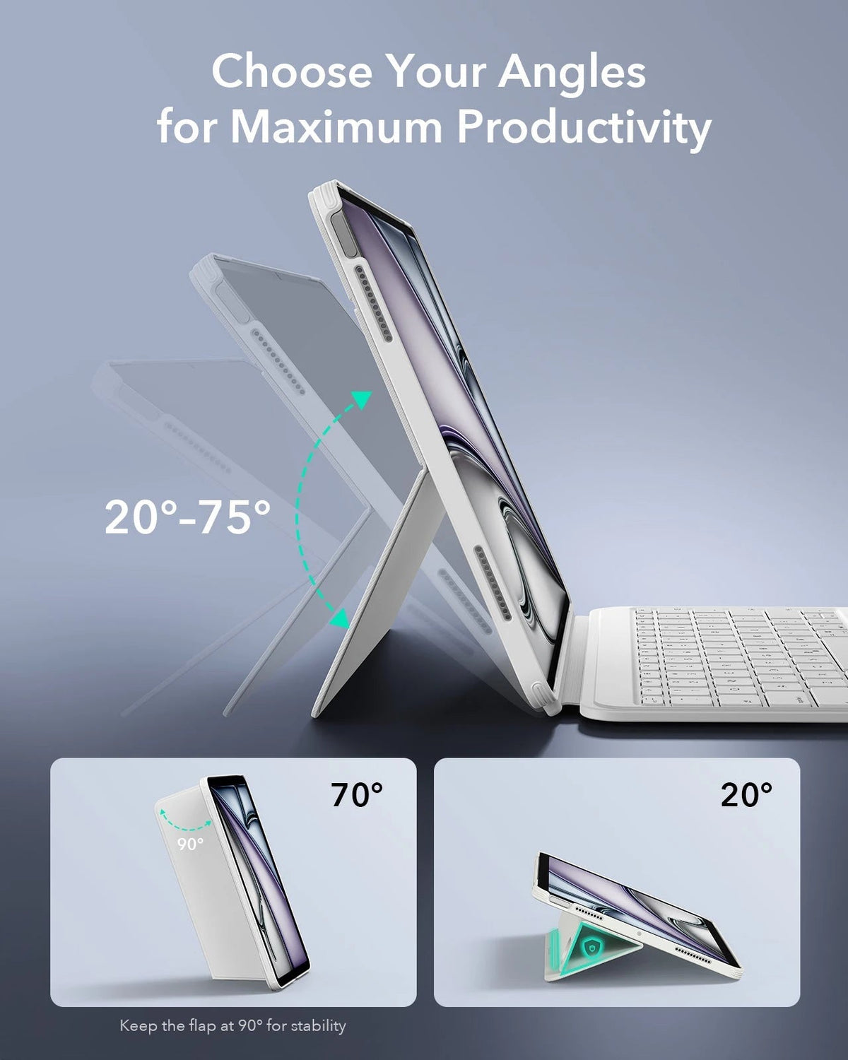 iPad Pro 13" (M4) 2024 Shift Keyboard Case (Detachable) - US Layout - White
