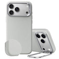 iPhone 2026 Pro Atelier Vegan Leather Magnetic Case with Camera Control and Flex Stand - Light Gray