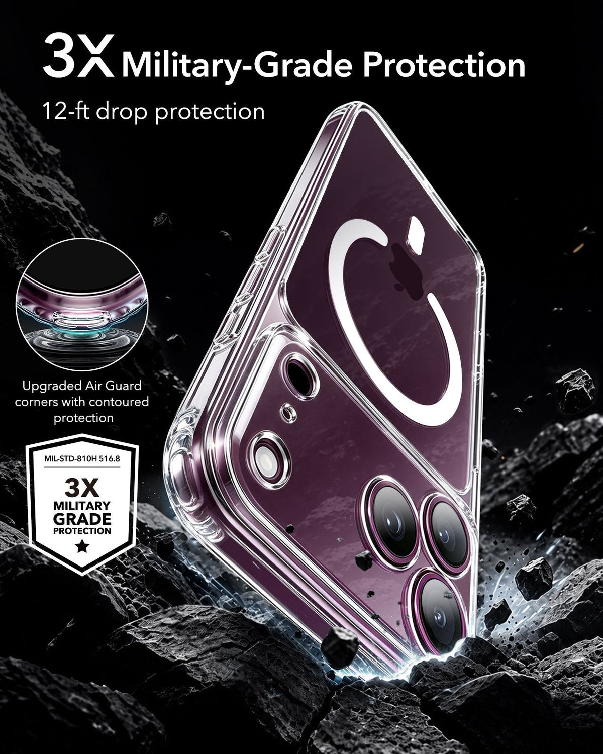 iPhone 2026 Pro Classic Hybrid Magnetic Case with Camera Control - Clear