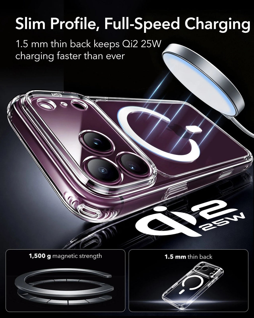 iPhone 2026 Pro Classic Hybrid Magnetic Case with Camera Control - Clear