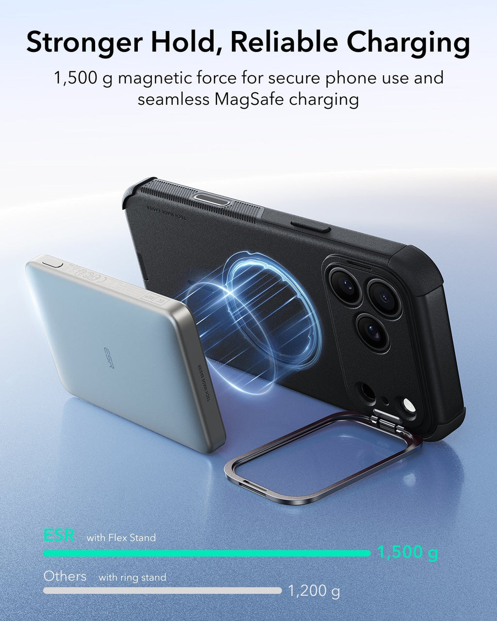 iPhone 2026 Pro Cyber Tough Magnetic Case with Camera Control and Flex Stand - Black