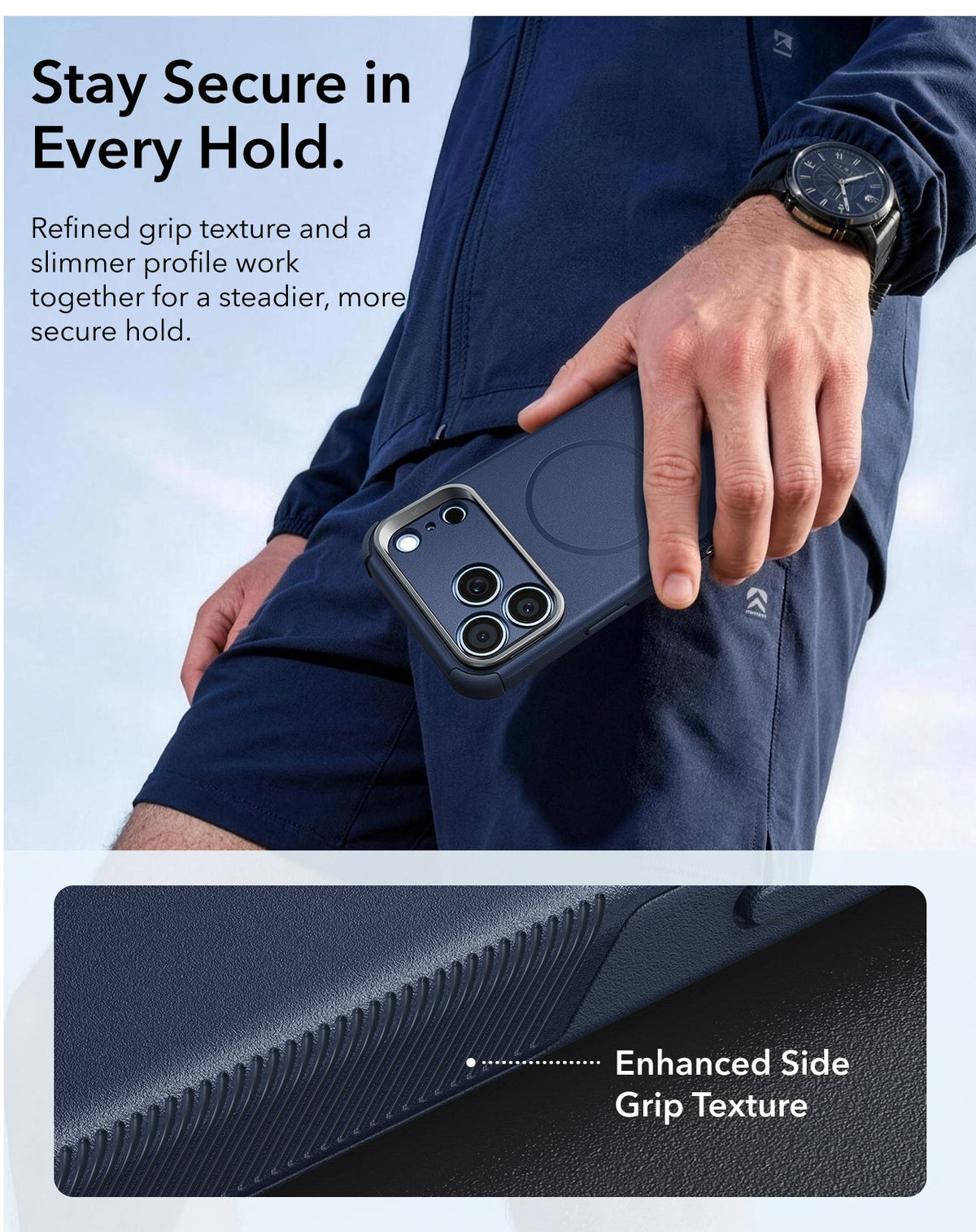 iPhone 2026 Pro Cyber Tough Magnetic Case with Camera Control and Flex Stand - Navy Blue
