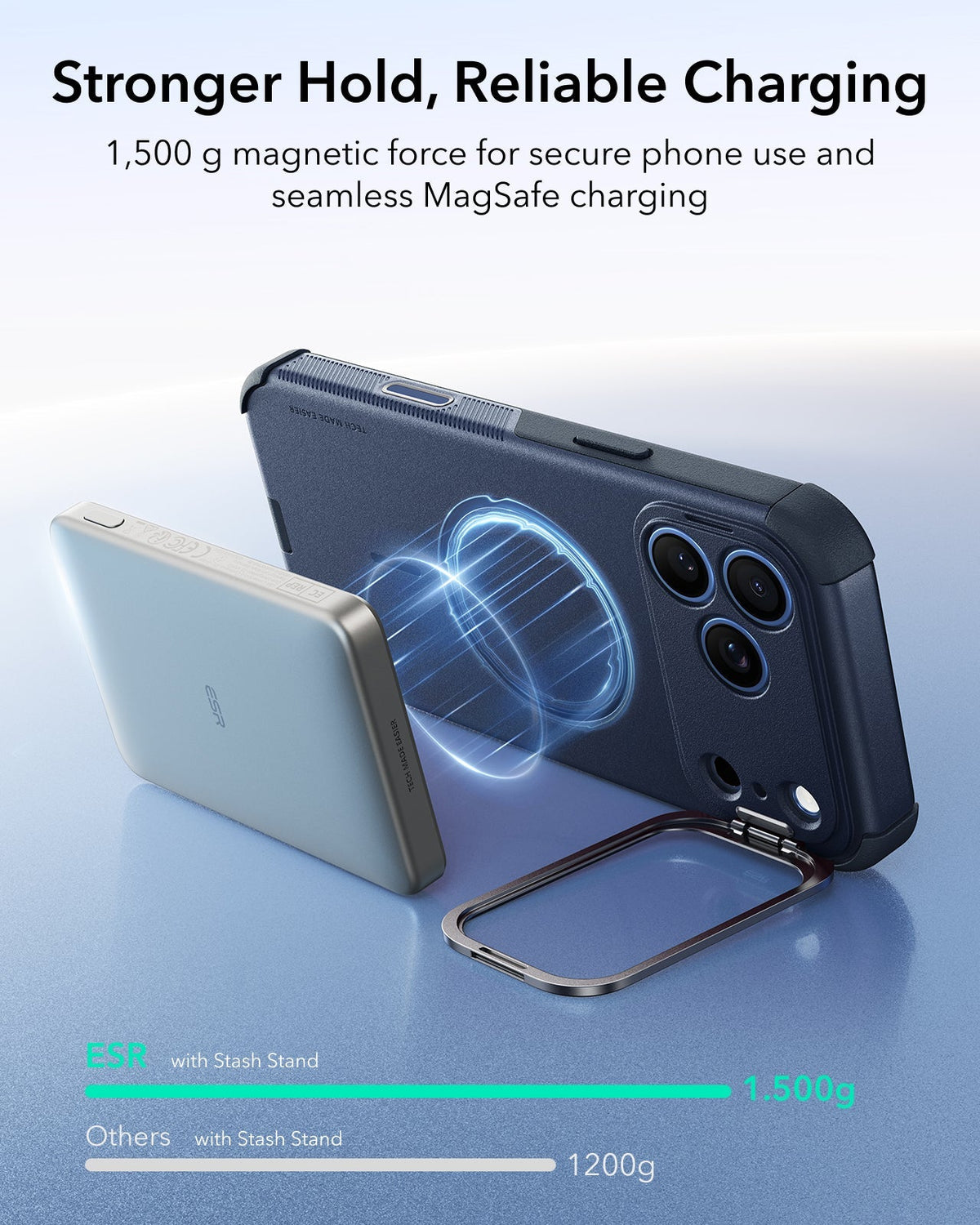iPhone 2026 Pro Cyber Tough Magnetic Case with Camera Control and Flex Stand - Navy Blue