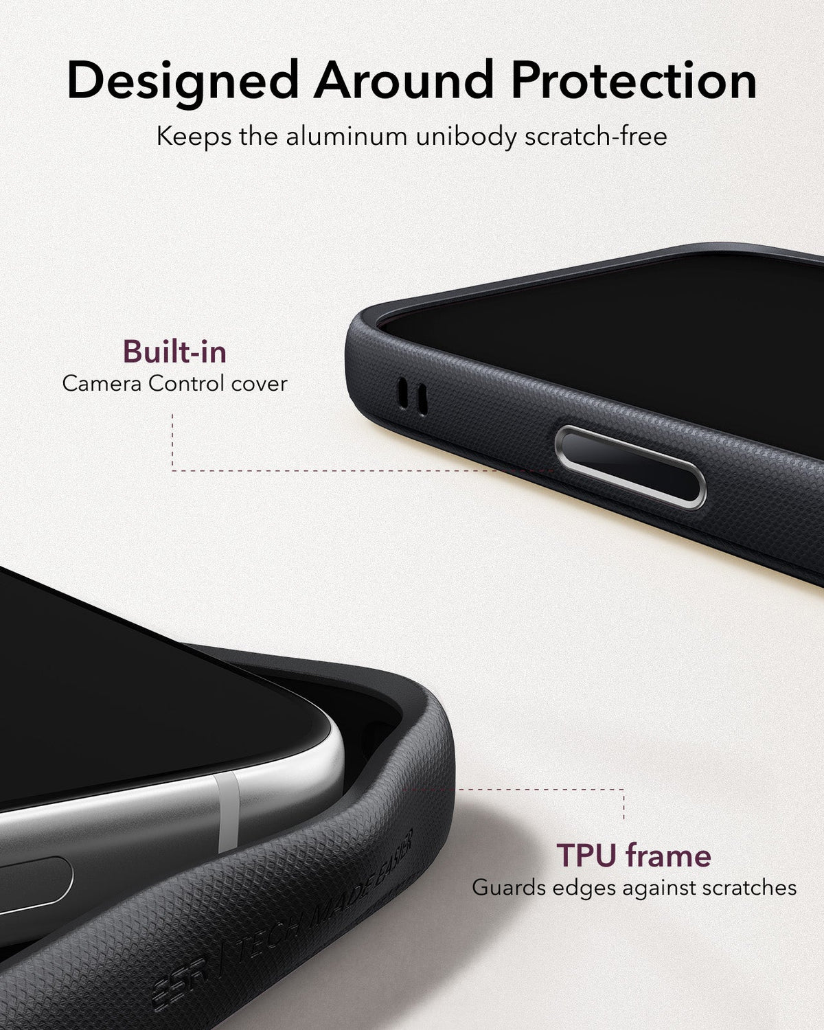 iPhone 2026 Pro Max Atelier Vegan Leather Magnetic Case with Camera Control and Flex Stand - Black
