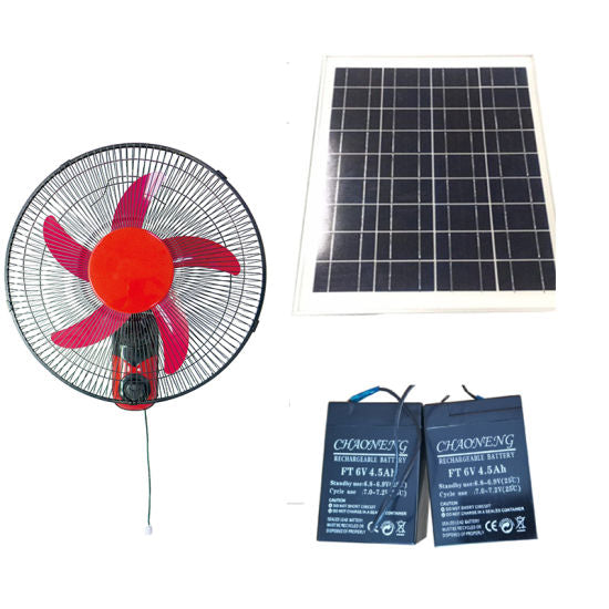 16-Inch Wall-Mounted Solar Fan with Included Battery and Panel
