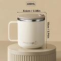 Insulated Stainless Steel Coffee Mug with Lid Handle and Double Walled Design for Travel