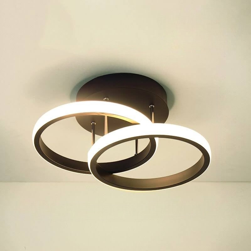 LED Ceiling Light Fixture with Low Profile Flush Mount Modern Overlapping Rings Design