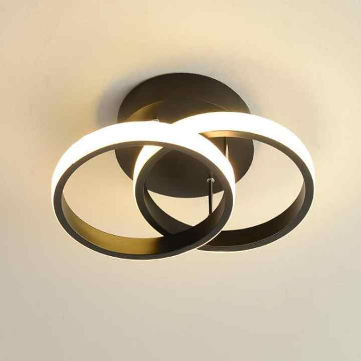 LED Ceiling Light Fixture with Low Profile Flush Mount Modern Overlapping Rings Design