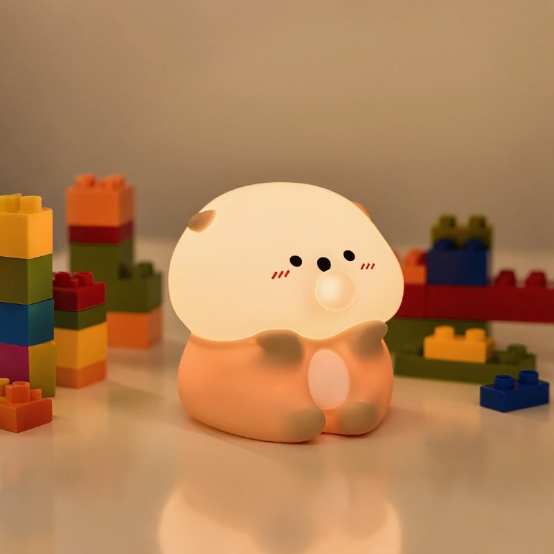 LED Night Light Rechargeable Silicone Portable Squishy Animal Warm White