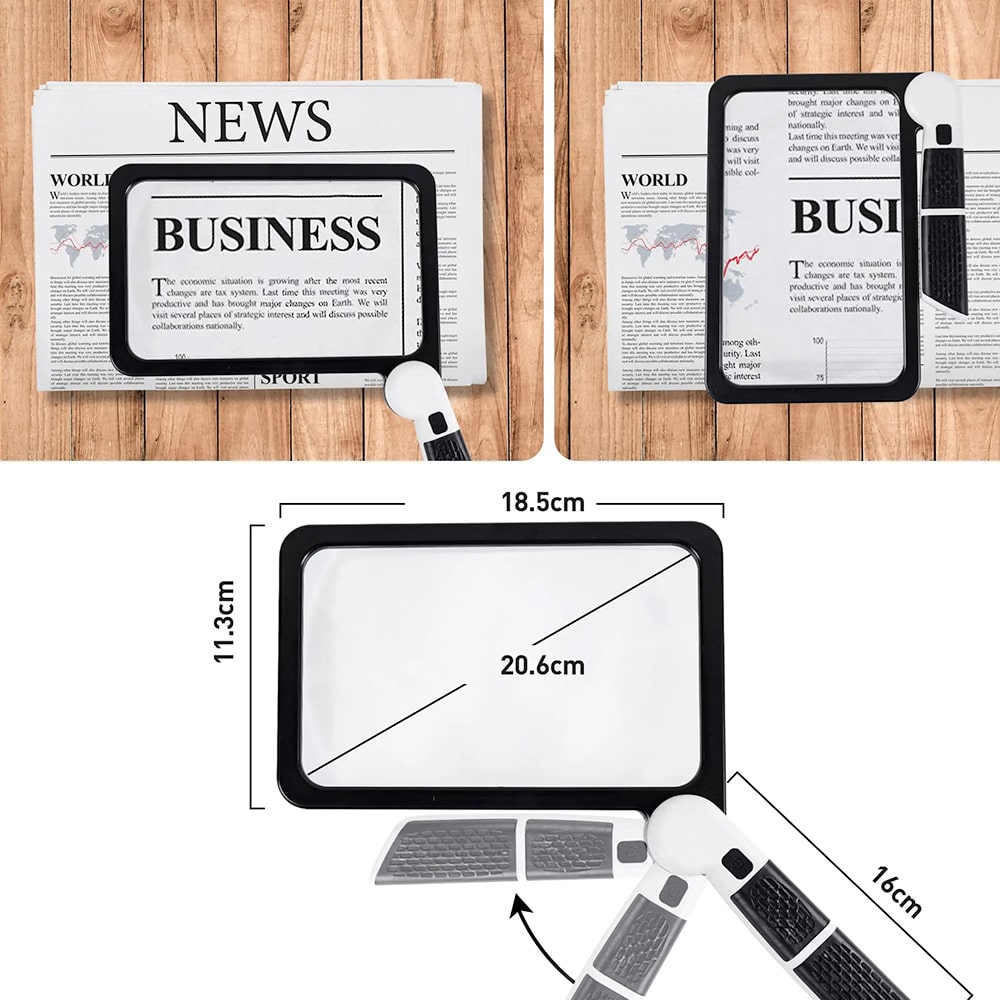 zavevo | Full-Sided Handheld Magnifying Glass – 5X Magnification, LED Illuminated Magnifier with 3 Modes, Ideal for Reading Books and for Seniors