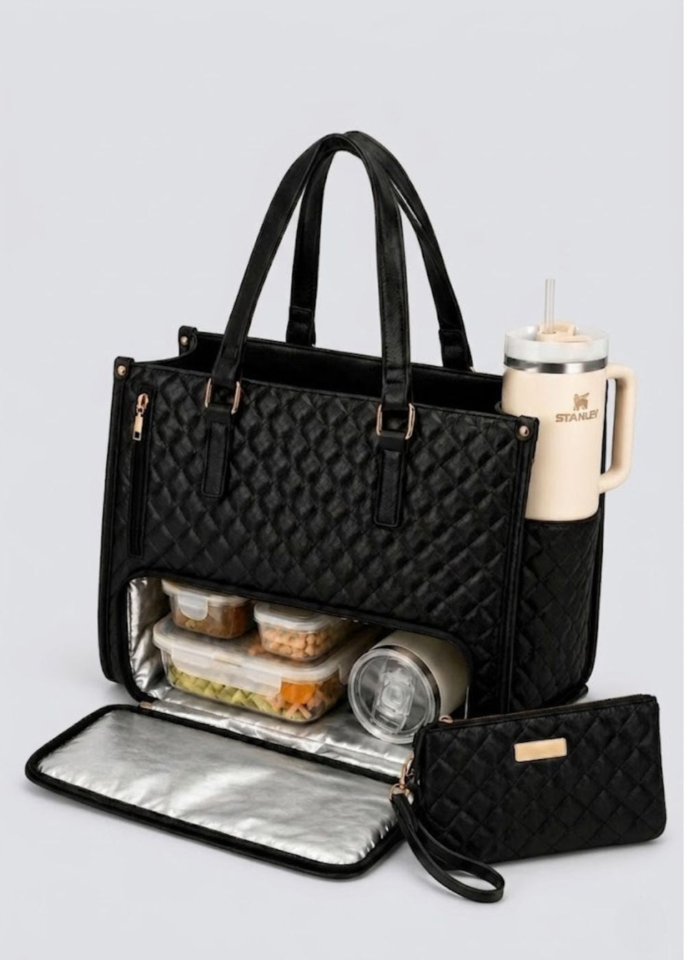 Black leather Ladies Lunch Tote Bag | The Clerkenwell