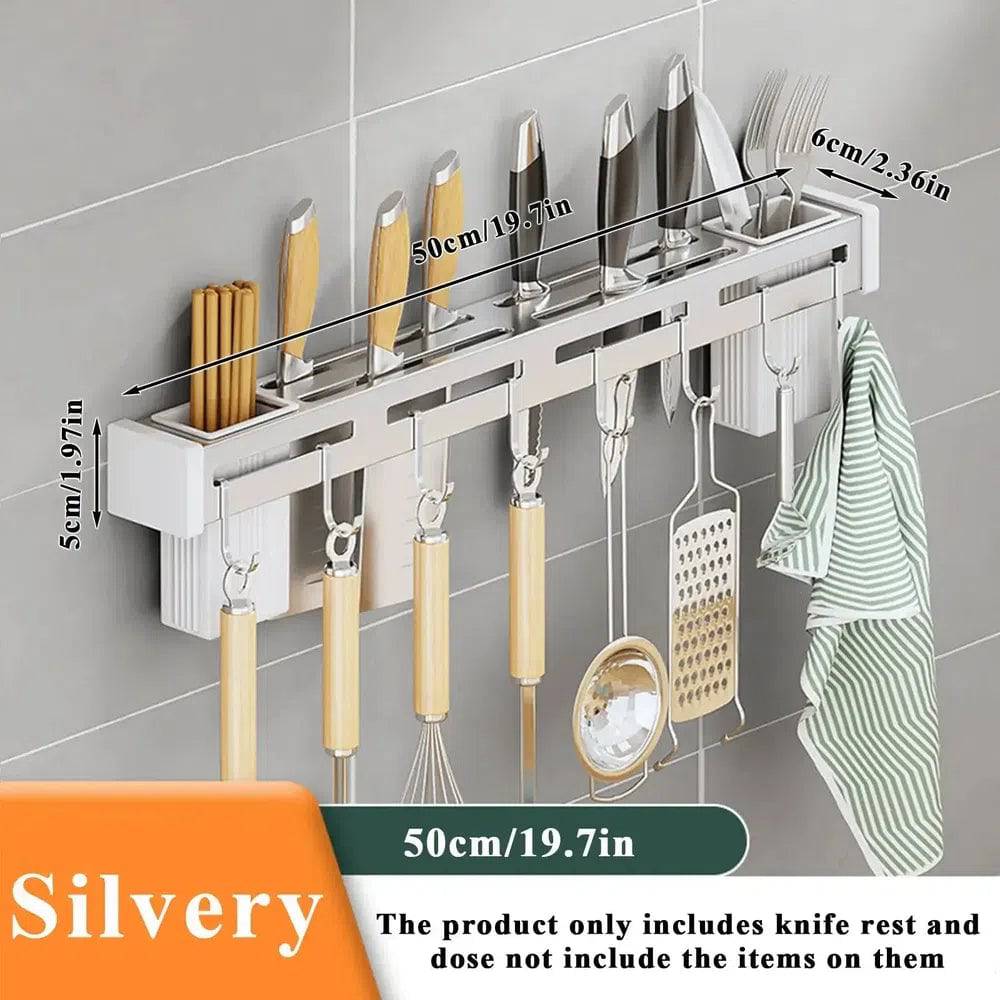 Stainless Steel Wall-Mounted Kitchen Knife Storage Rack