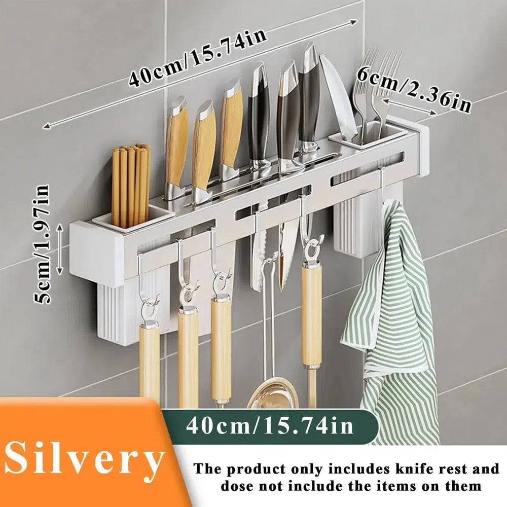 Stainless Steel Wall-Mounted Kitchen Knife Storage Rack