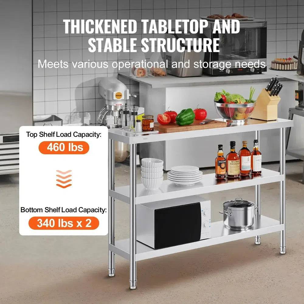 Stainless Steel Work Table with Adjustable Shelves