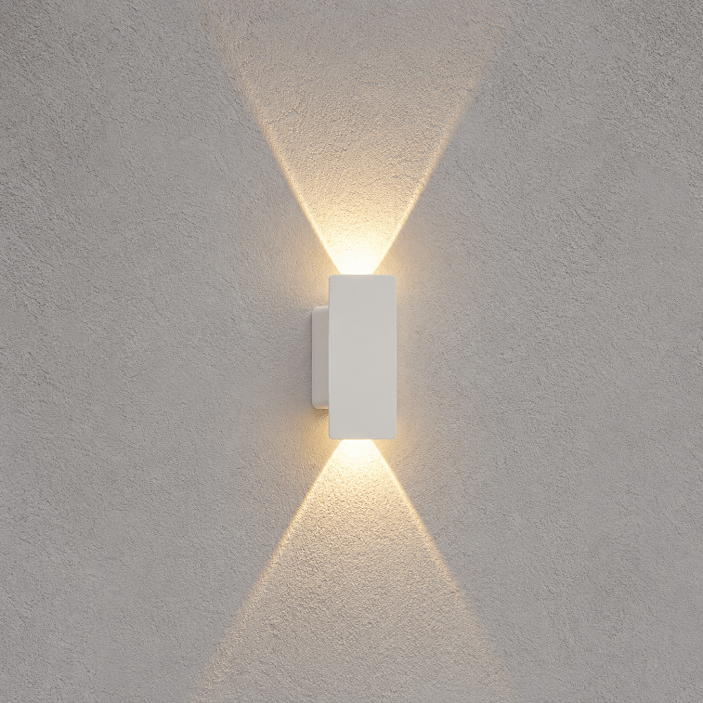 Outdoor Wall Sconce and Light with LED Up Down Lighting and Modern Rectangular Design