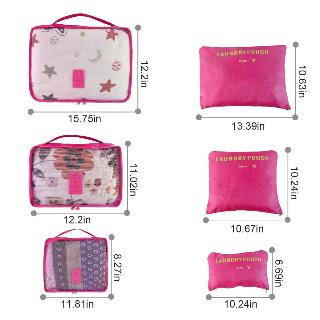 Packing Cubes and Compression Bags Travel Organizer Set with Pouches 6-Piece Luggage Traveling