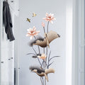 Peel and Stick Wall Decal Sticker with Lotus Flower and Birds Design Waterproof Vinyl Art