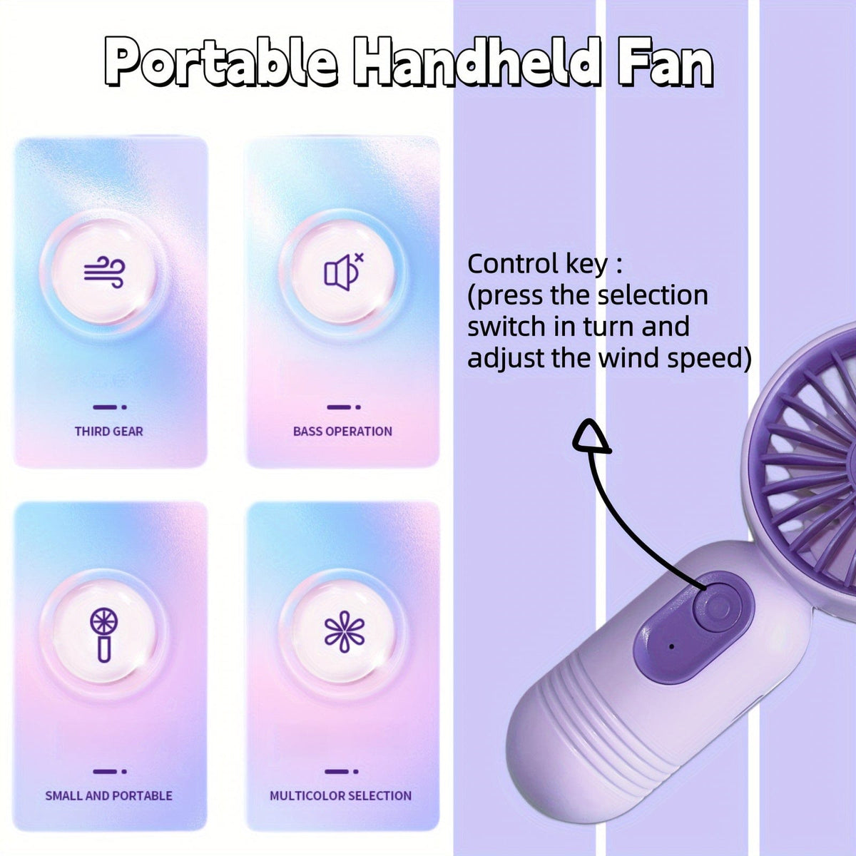 1PC Mini Portable Fan, USB Rechargeable, With 3 Speeds - Handheld Fan For Men And Women - Perfect For Office, Outdoor, Travel, And Camping | zavevo