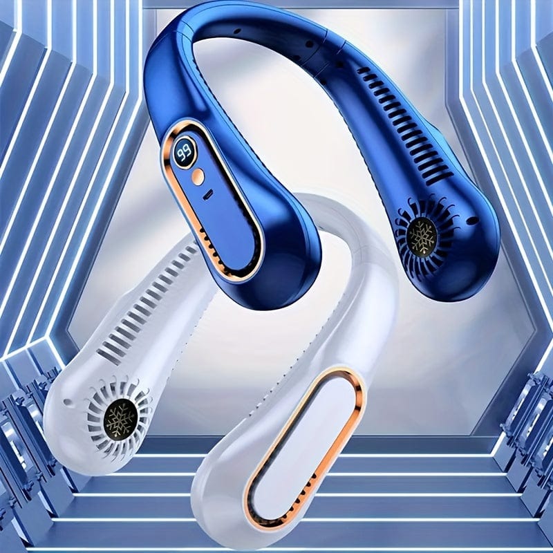 1pc Vaneless Hanging Neck Fan, Portable USB Cooler Fan With 5 Speeds And Digital Display - Super Strong Technology And Bladeless Design For Outdoor Use | zavevo