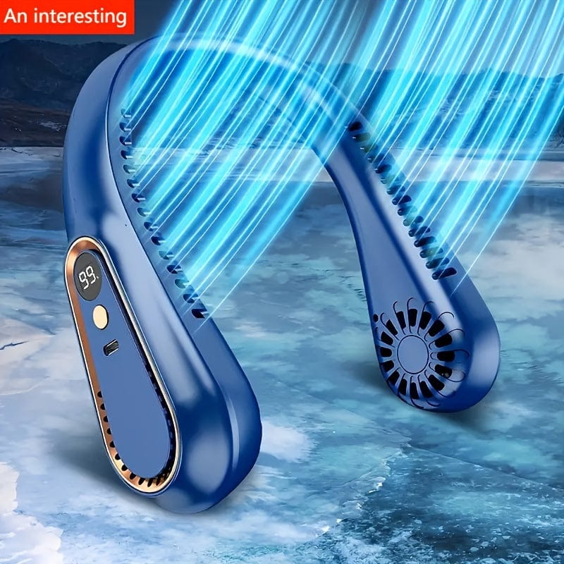 1pc Vaneless Hanging Neck Fan, Portable USB Cooler Fan With 5 Speeds And Digital Display - Super Strong Technology And Bladeless Design For Outdoor Use | zavevo
