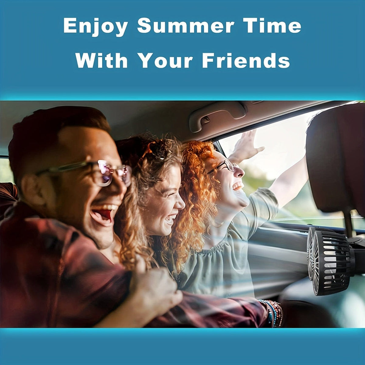 1pc Car Fan, Car Small Air Conditioner, Double-headed Rear Fan, Strong Wind, 360 Degrees Rotation, Large Air Volume, Subwoofer Operation, Base Fixed Clip Mounting Method, Suitable For Car Home | zavevo