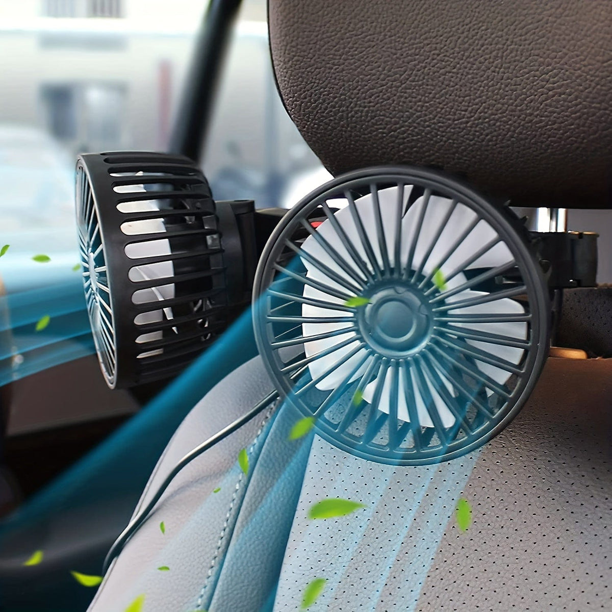 1pc Car Fan, Car Small Air Conditioner, Double-headed Rear Fan, Strong Wind, 360 Degrees Rotation, Large Air Volume, Subwoofer Operation, Base Fixed Clip Mounting Method, Suitable For Car Home | zavevo