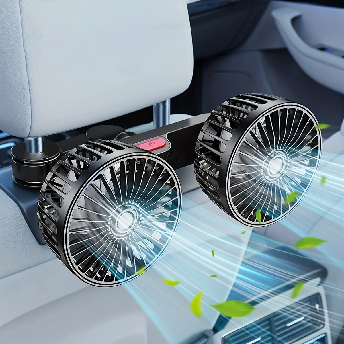 1pc Car Fan, Car Small Air Conditioner, Double-headed Rear Fan, Strong Wind, 360 Degrees Rotation, Large Air Volume, Subwoofer Operation, Base Fixed Clip Mounting Method, Suitable For Car Home | zavevo