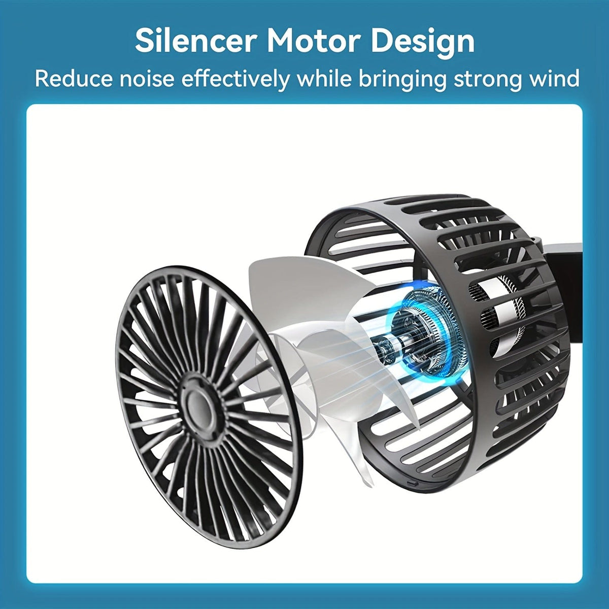 1pc Car Fan, Car Small Air Conditioner, Double-headed Rear Fan, Strong Wind, 360 Degrees Rotation, Large Air Volume, Subwoofer Operation, Base Fixed Clip Mounting Method, Suitable For Car Home | zavevo