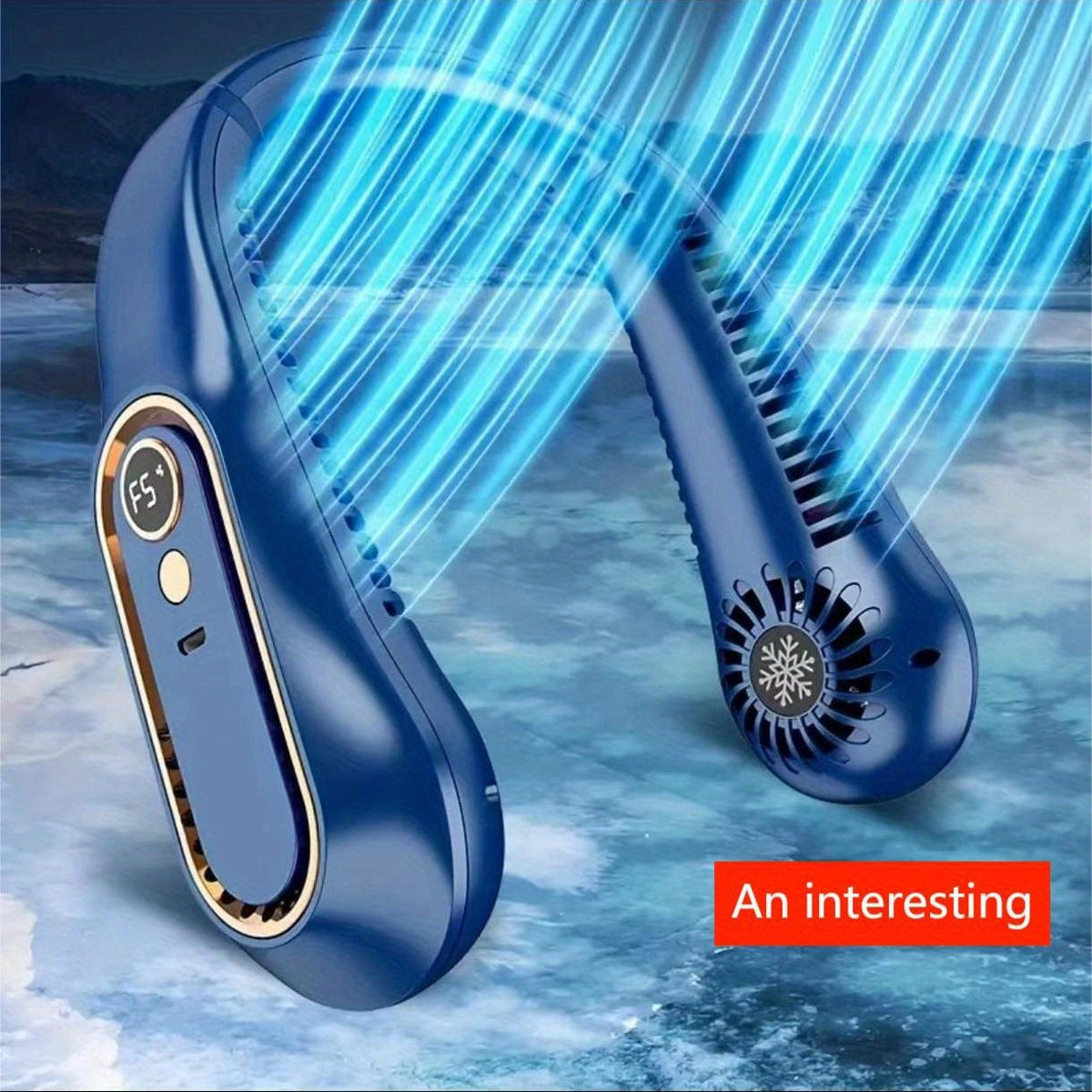 1pc Vaneless Hanging Neck Fan, Portable USB Cooler Fan With 5 Speeds And Digital Display - Super Strong Technology And Bladeless Design For Outdoor Use | zavevo