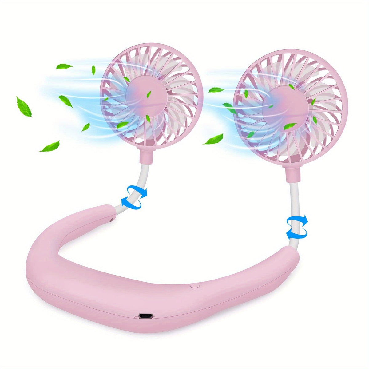 1pc USB Rechargeable Portable Neck Fan - Hands-Free Personal Wear Fan with 360° Adjustable 3-Speed Settings for Travel, Office, Home, and Outdoor Use | zavevo