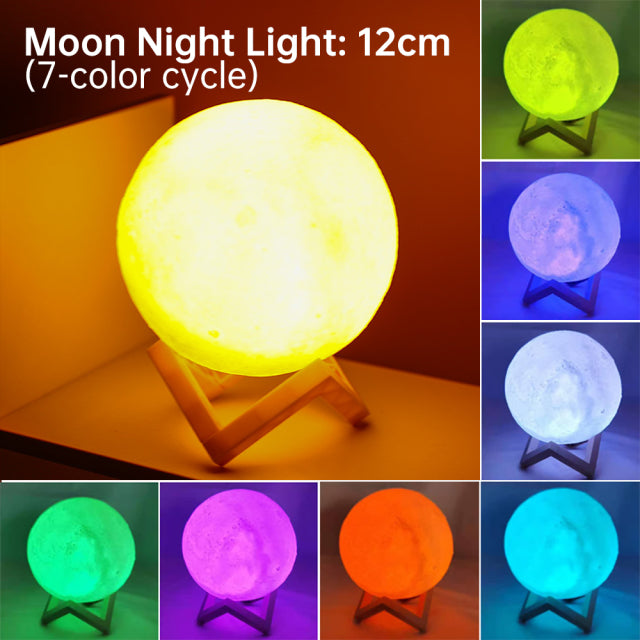 3D Light Touch Switch Rechargeazavevoe Moon Night Lamp | zavevo