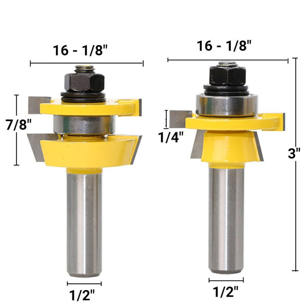 zavevo® Rail & Stile Router Bit - Shaker - 2 Piece Set - 1/2" Shank
