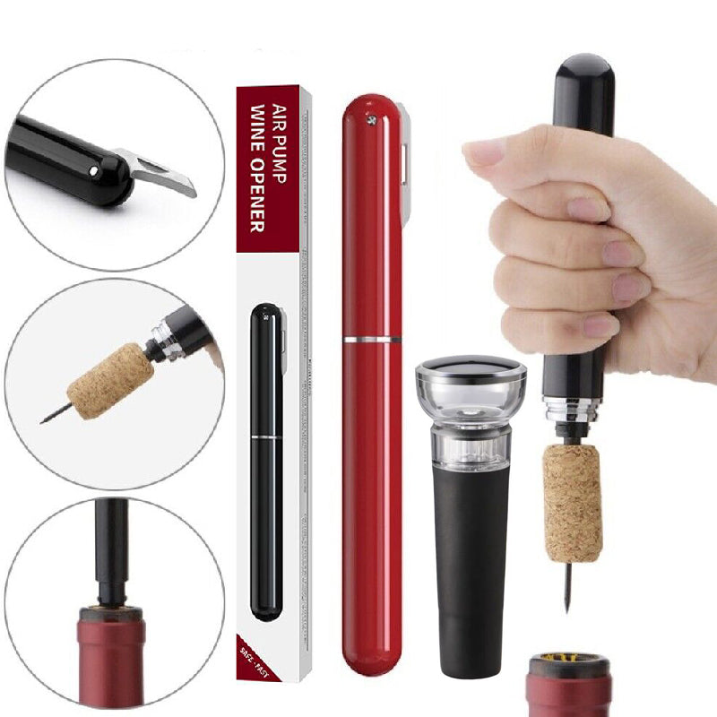 2-in-1 Air Pressure Pump Wine Bottle Opener with Foil Cutter | zavevo