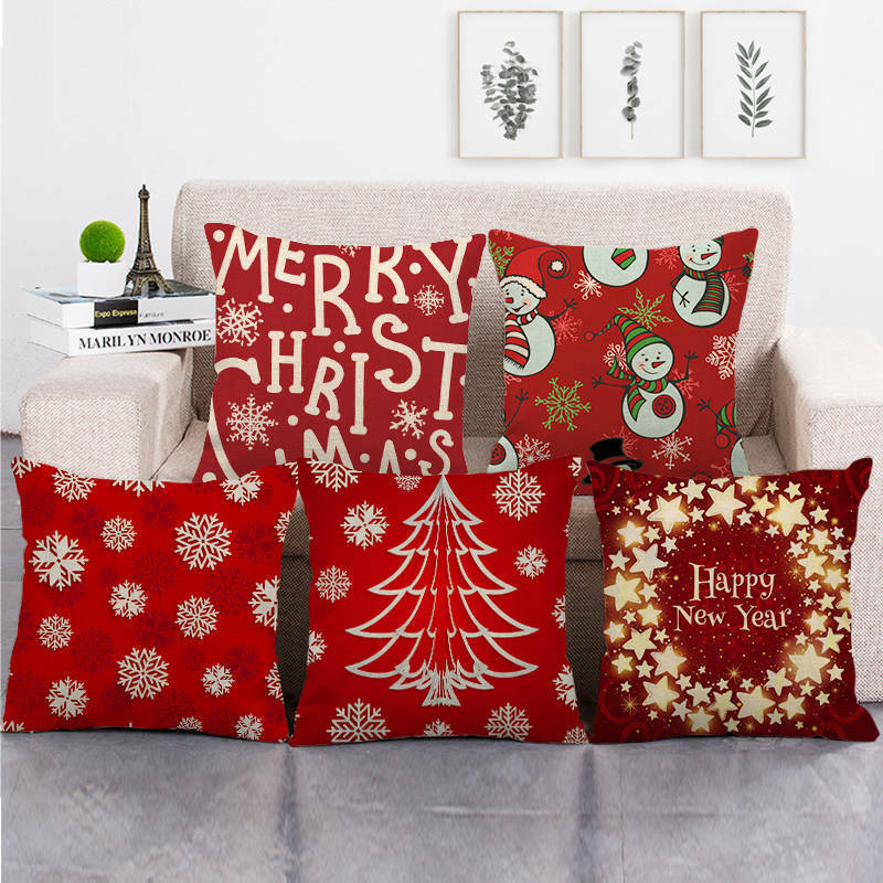 18" Cojines Merry Xmas Couch Throw Pillow Cover Case Home Sofa Decor Pillowslip zavevo