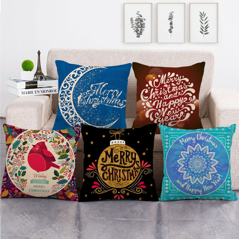 18" Cojines Merry Xmas Couch Throw Pillow Cover Case Home Sofa Decor Pillowslip zavevo