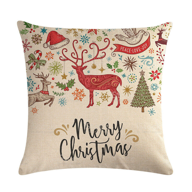 18" Cojines Merry Xmas Couch Throw Pillow Cover Case Home Sofa Decor Pillowslip zavevo