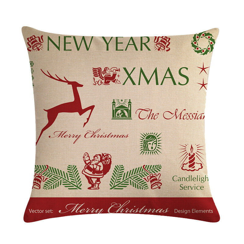 18" Cojines Merry Xmas Couch Throw Pillow Cover Case Home Sofa Decor Pillowslip zavevo