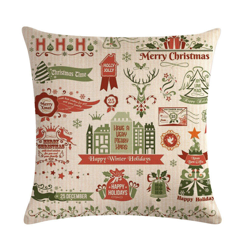 18" Cojines Merry Xmas Couch Throw Pillow Cover Case Home Sofa Decor Pillowslip zavevo