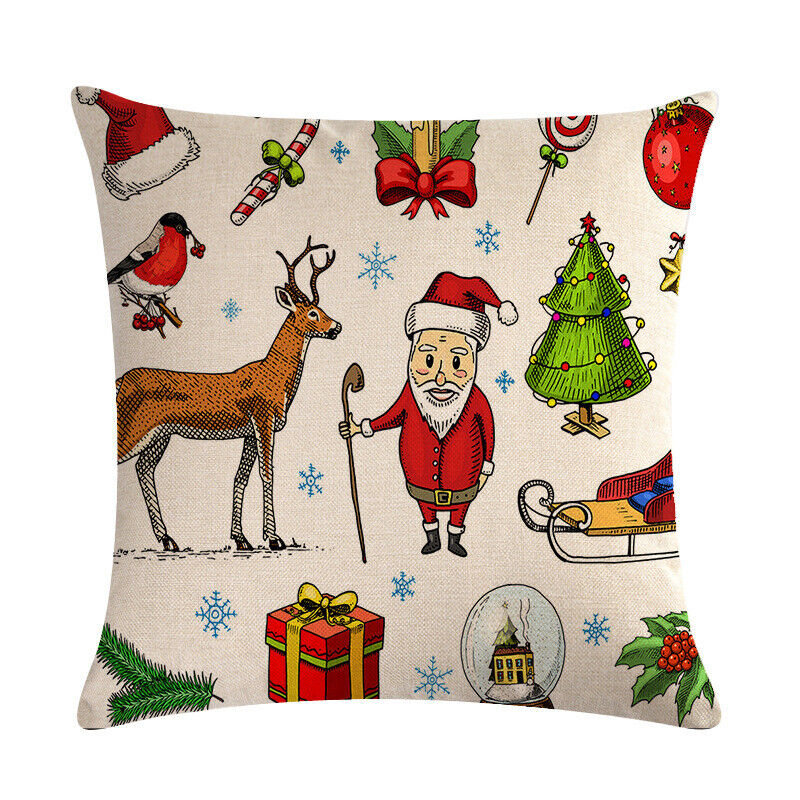 18" Cojines Merry Xmas Couch Throw Pillow Cover Case Home Sofa Decor Pillowslip zavevo