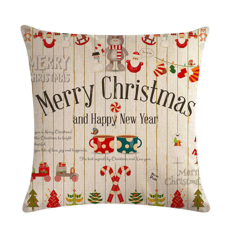 18" Cojines Merry Xmas Couch Throw Pillow Cover Case Home Sofa Decor Pillowslip zavevo