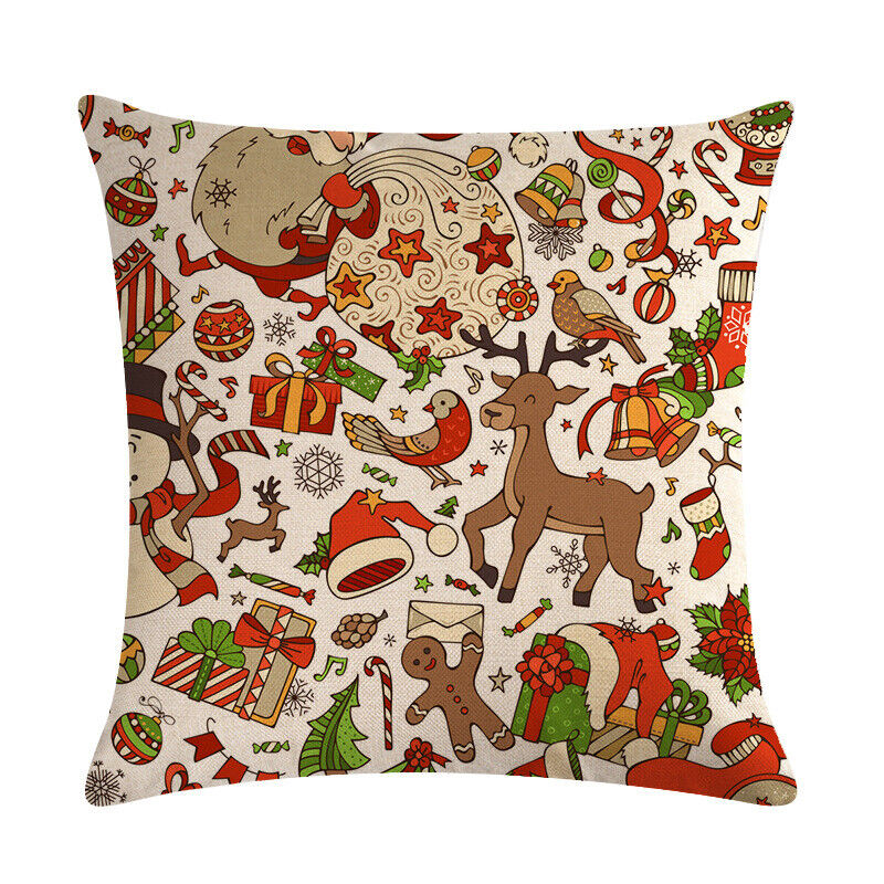 18" Cojines Merry Xmas Couch Throw Pillow Cover Case Home Sofa Decor Pillowslip zavevo