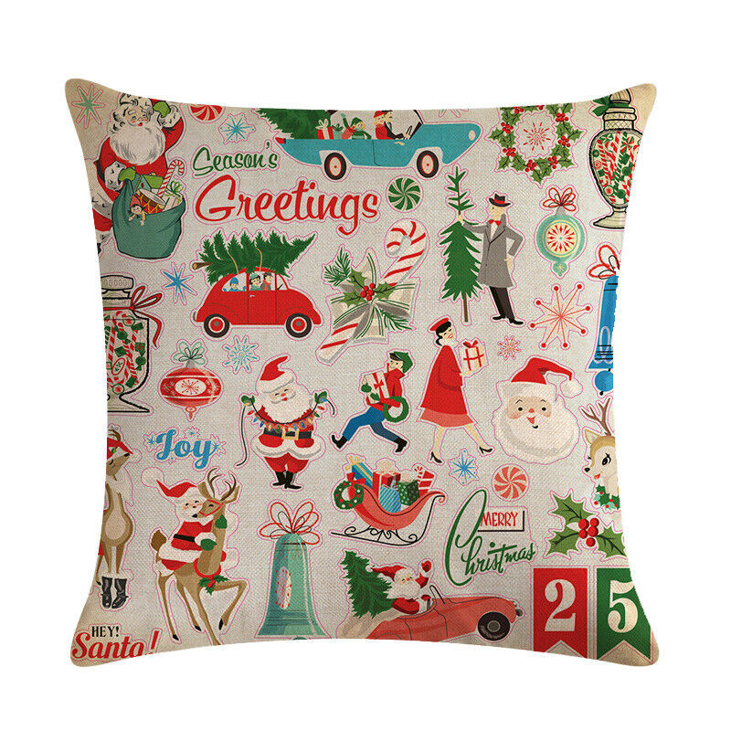 18" Cojines Merry Xmas Couch Throw Pillow Cover Case Home Sofa Decor Pillowslip zavevo