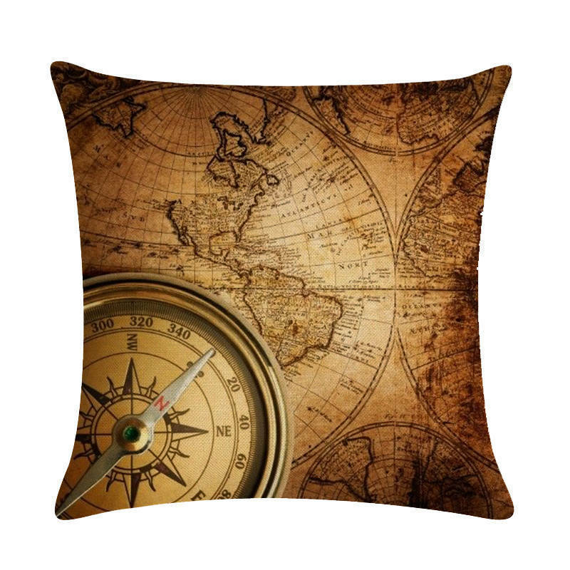 18" Throw Pillow Case Cushion Cover Home Decor Vintage World Map Pattern Cojines zavevo