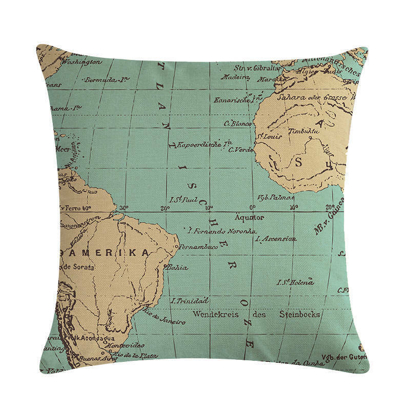 18" Throw Pillow Case Cushion Cover Home Decor Vintage World Map Pattern Cojines zavevo