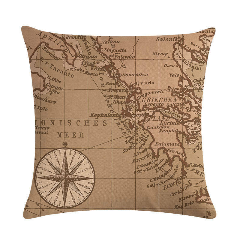 18" Throw Pillow Case Cushion Cover Home Decor Vintage World Map Pattern Cojines zavevo