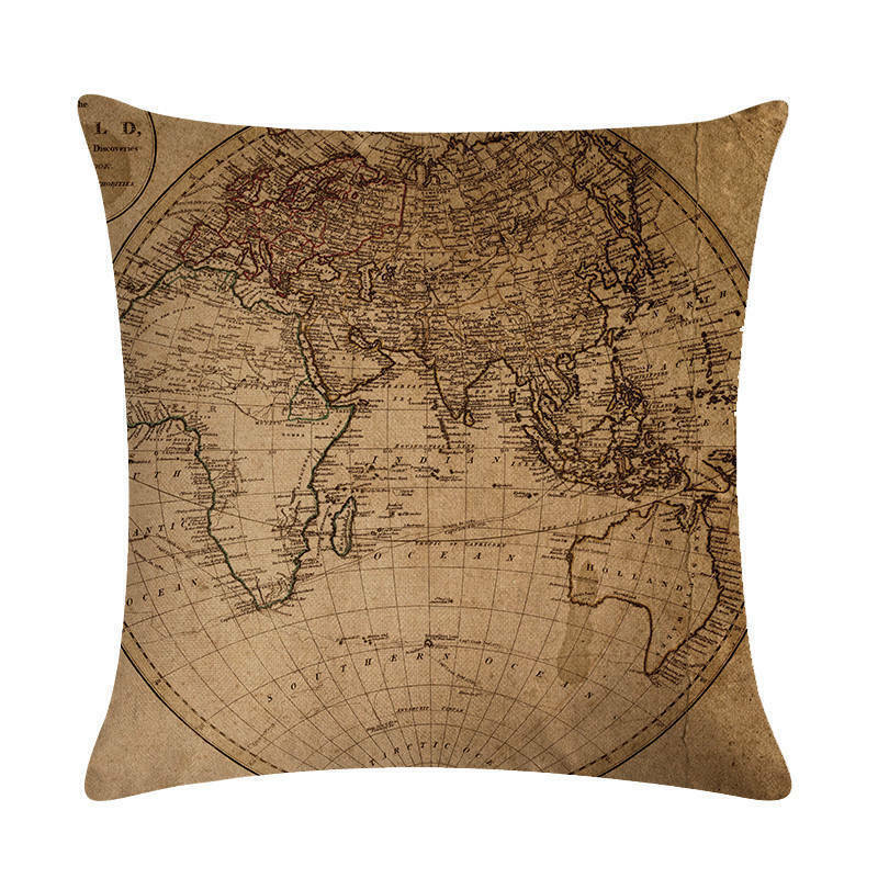 18" Throw Pillow Case Cushion Cover Home Decor Vintage World Map Pattern Cojines zavevo