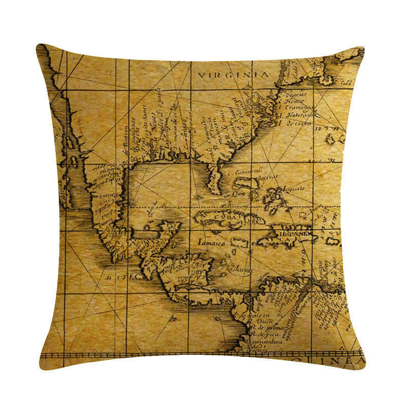 18" Throw Pillow Case Cushion Cover Home Decor Vintage World Map Pattern Cojines zavevo